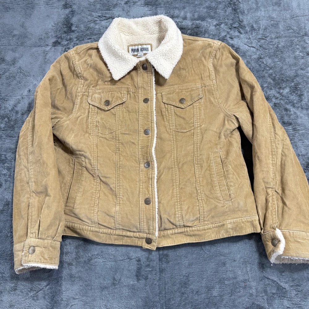 Marvin Richards Corduroy Sherpa Lined Trucker‎ Jacket Womens Large Tan
